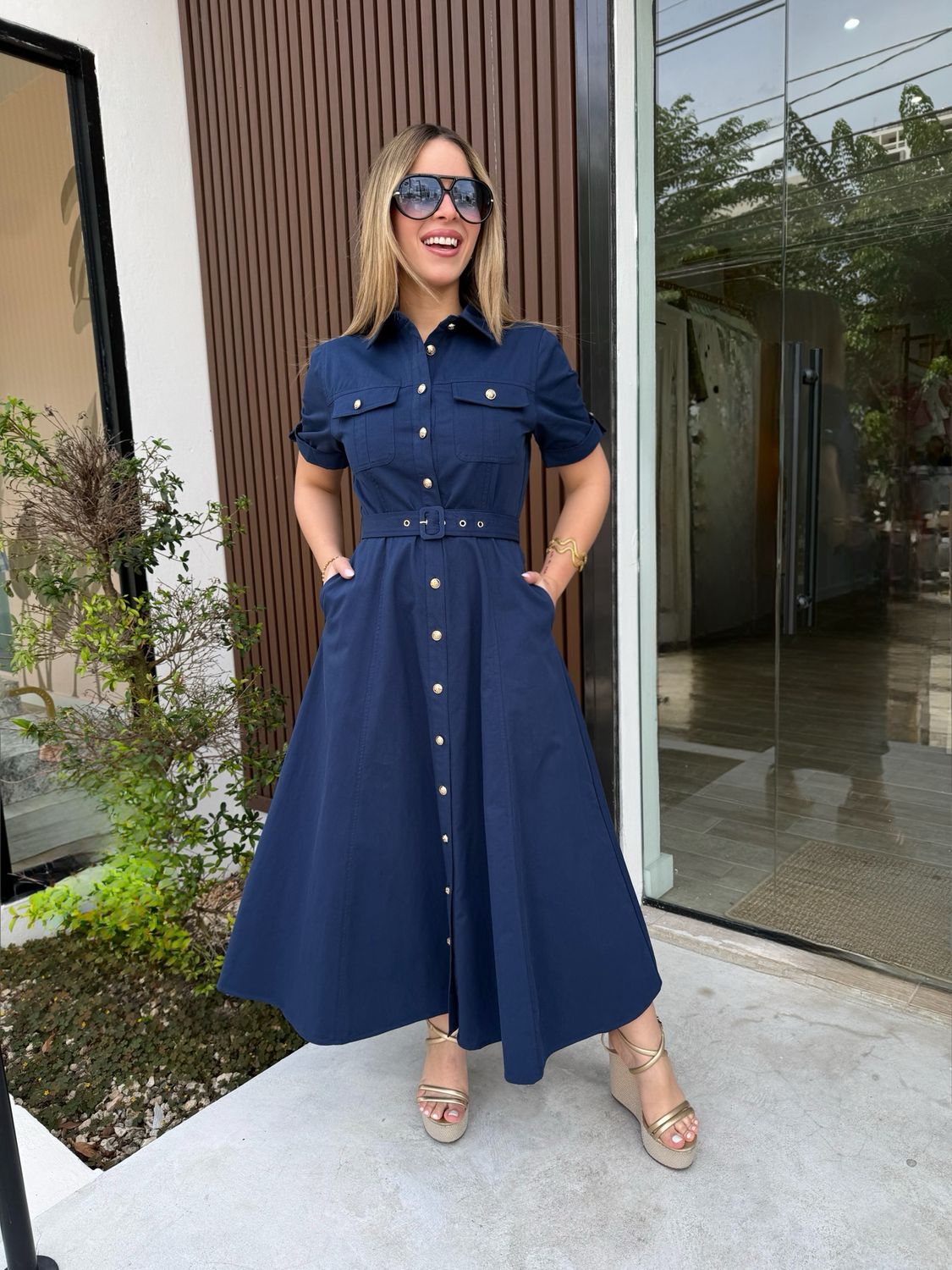 Timeless Navy Midi Dress