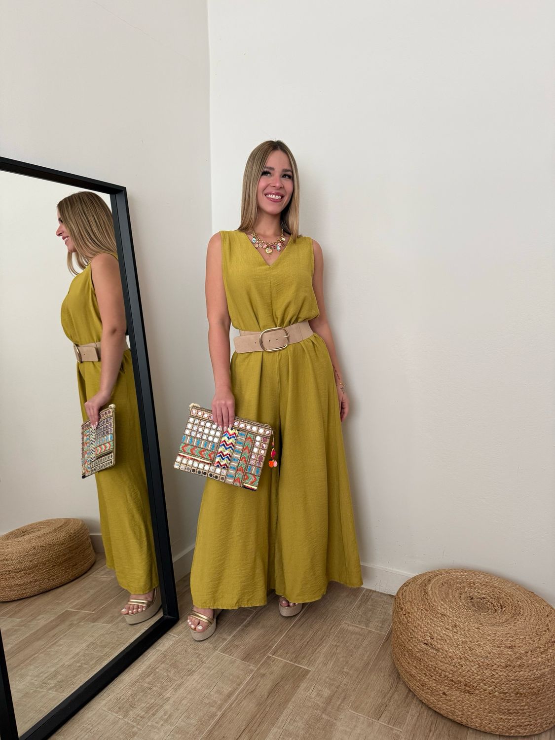 Golden Chartreuse V Style Jumpsuit (One Size)