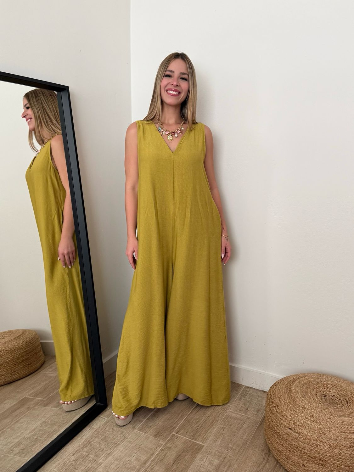 Golden Chartreuse V Style Jumpsuit (One Size) Golden Chartreuse V Style Jumpsuit (One Size)
