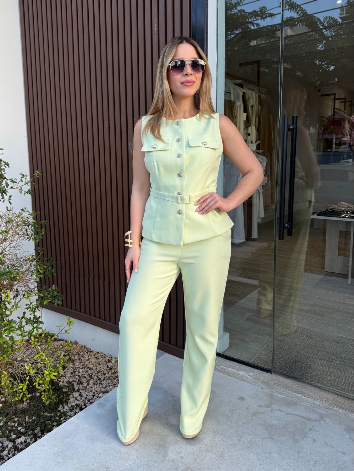 Pistachio Green Vest & Pant Set