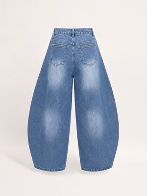 Light Wash Barrel Leg Denim Jeans