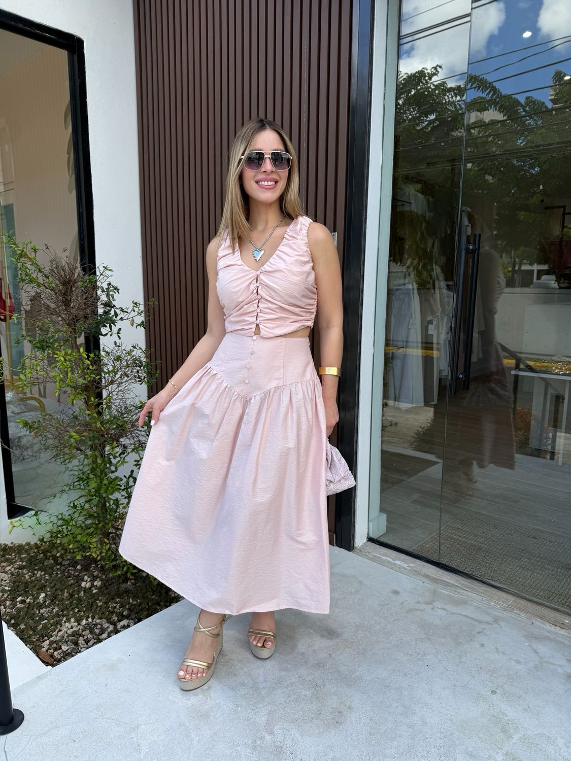 Dusty Pink Top & Skirt Set