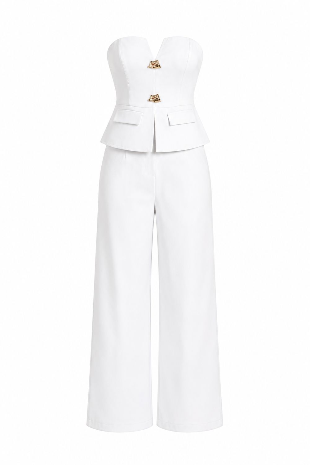 White Strapless Top & Pant Set