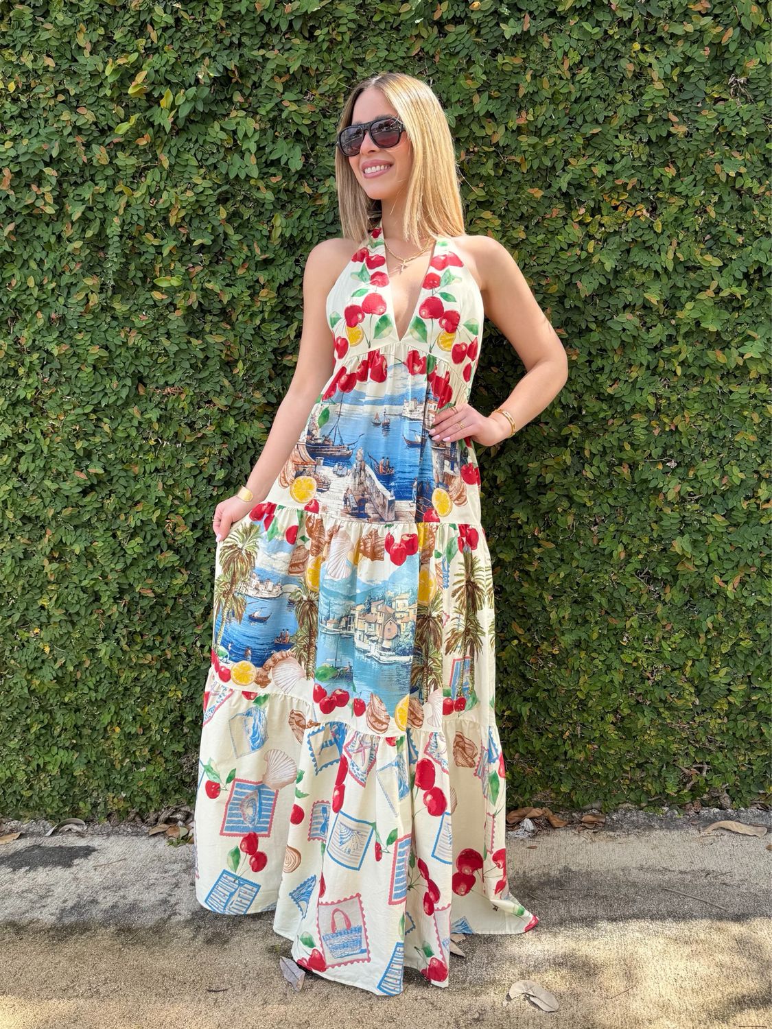 Mediterranean Halter Maxi Dress