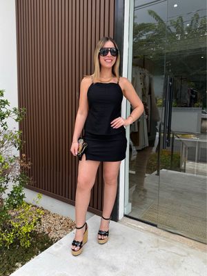 Black Open Back Top & Skort Set