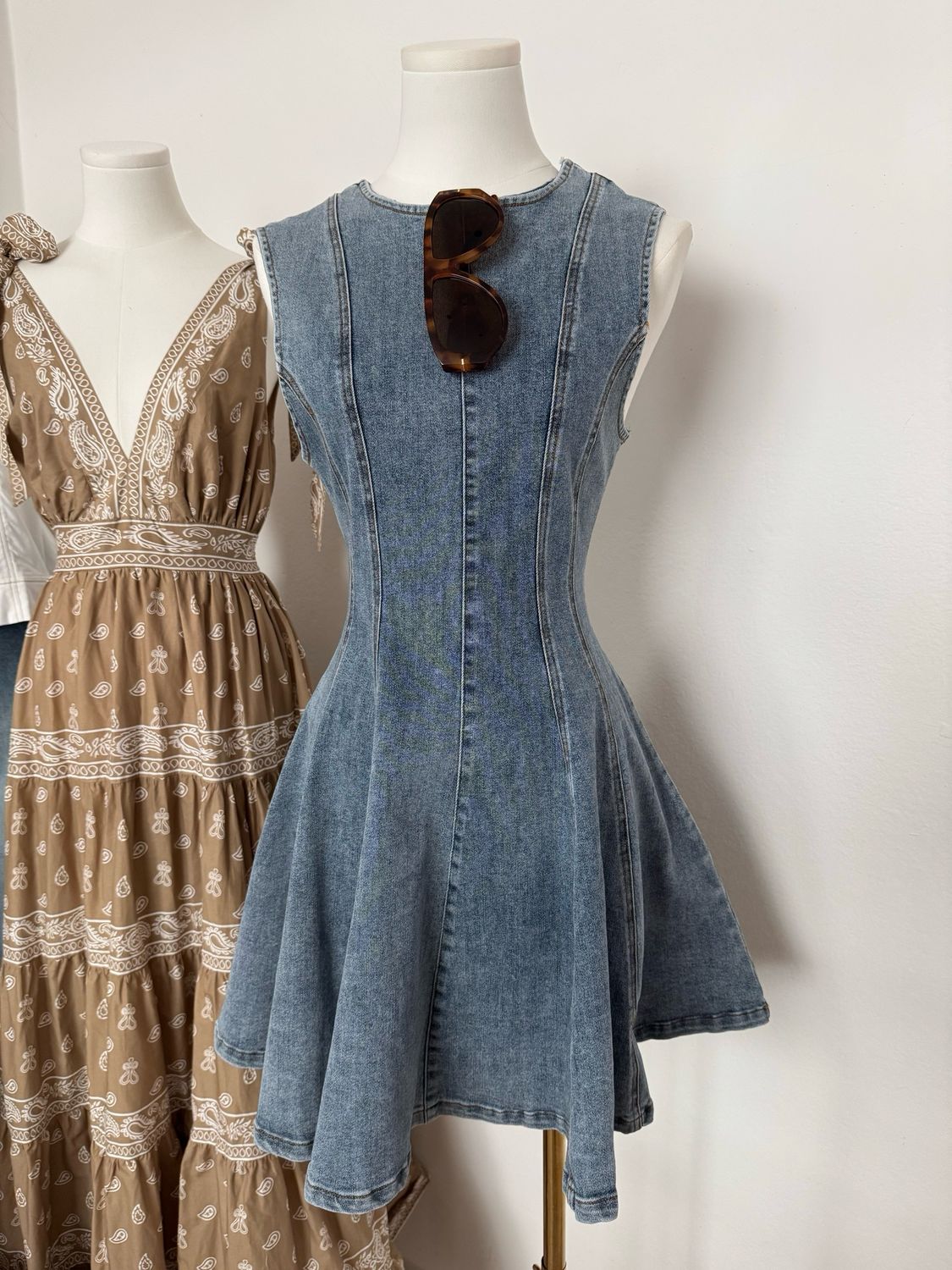 Washed Denim Fit & Flared Dress