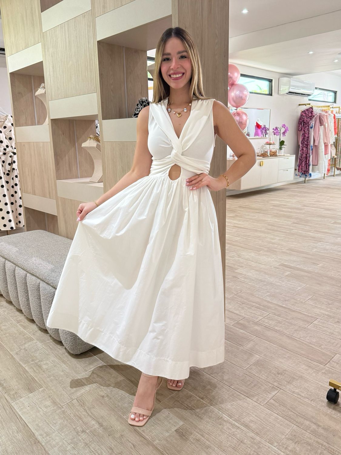 White Classy Midi Dress