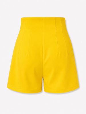 Yellow Tailored High-Waist Shorts