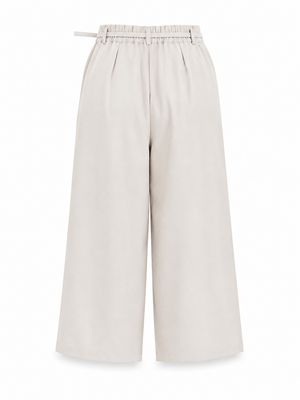Ivory Belted Wide Leg Pants