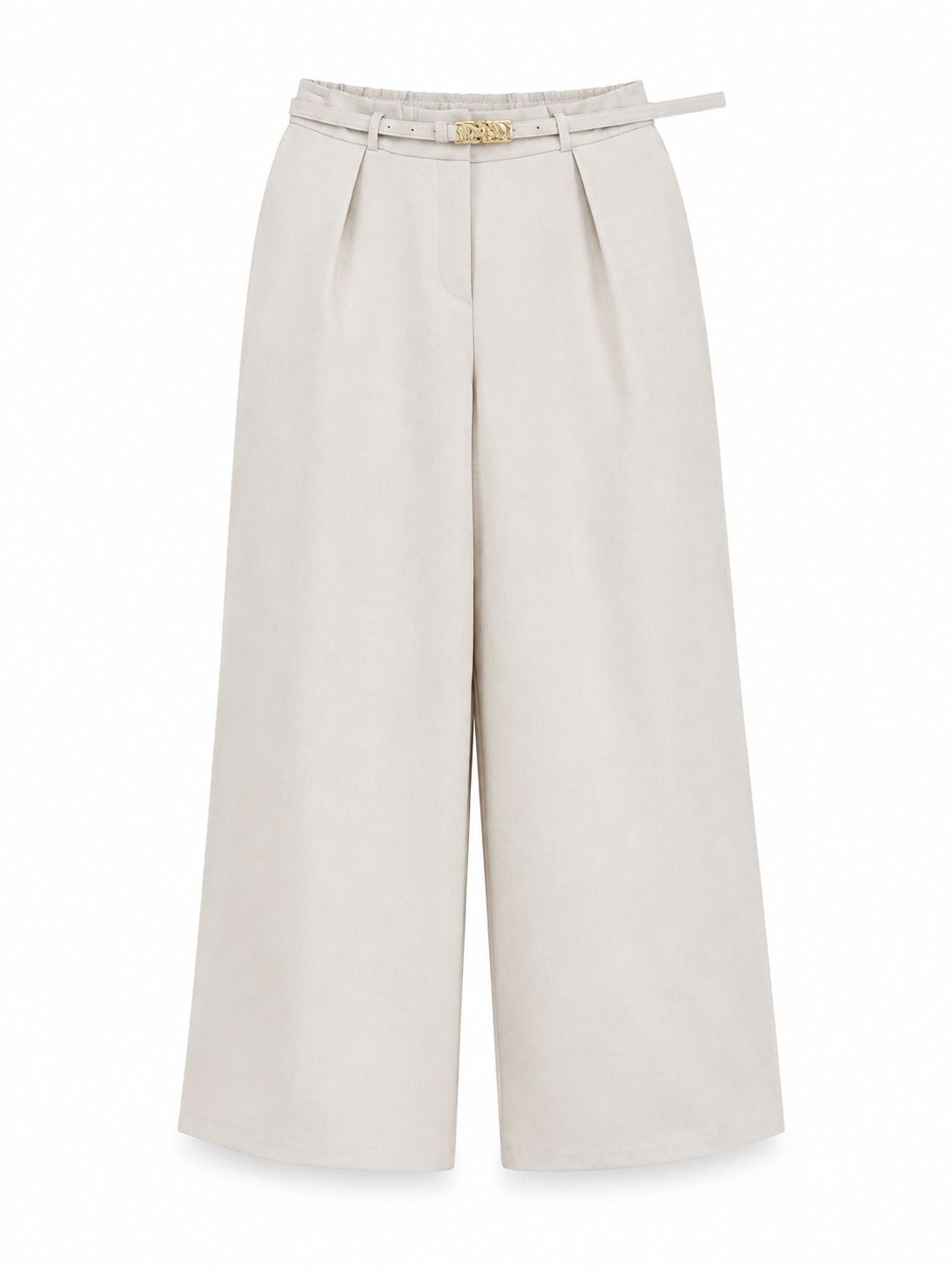 Ivory Belted Wide Leg Pants