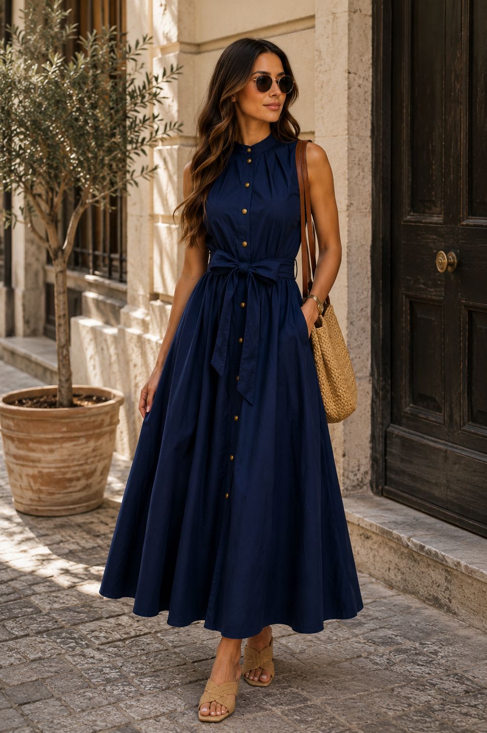 Gianna Navy Midi Dress