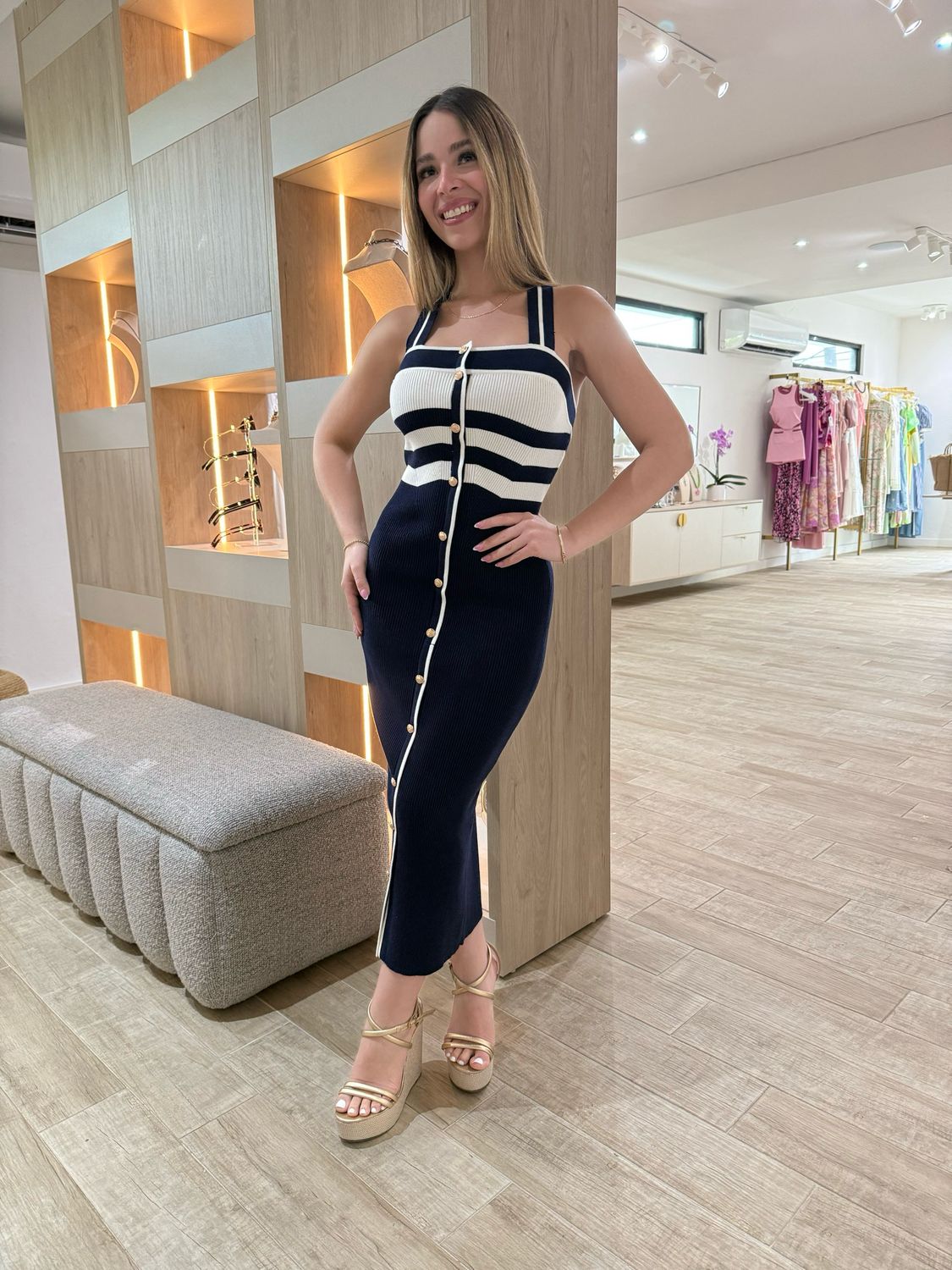 Off White Navy Bodycon Dress