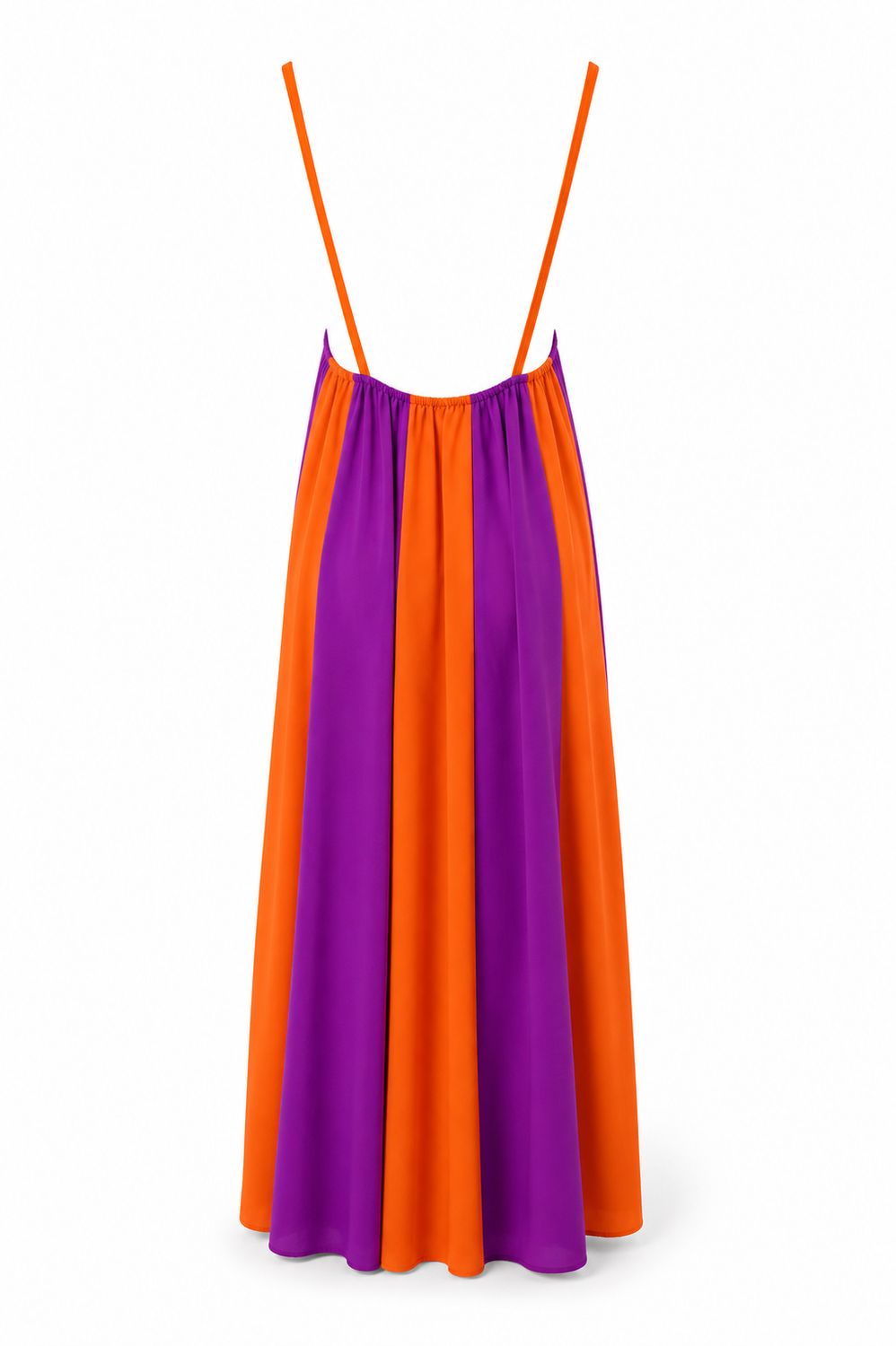 Purple-Orange Stripes Maxi Dress