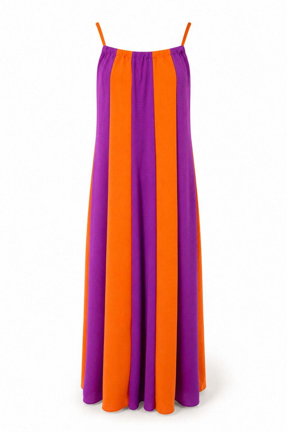 Purple-Orange Stripes Maxi Dress