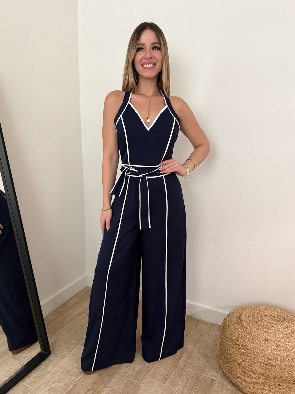 Navy White Elegance Jumpsuit