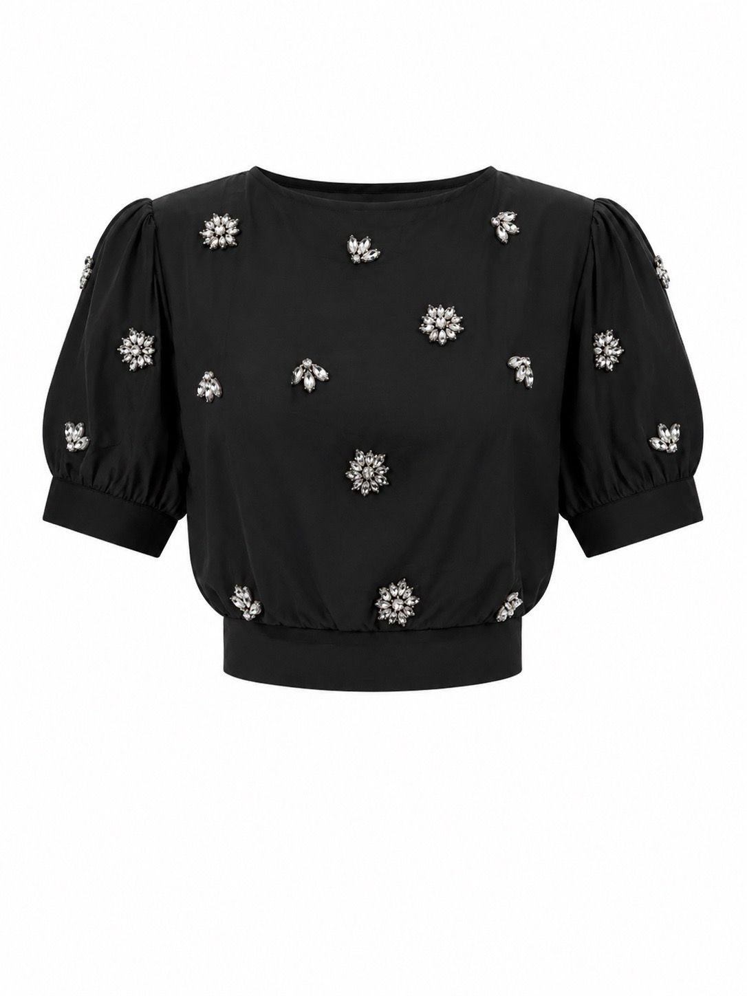 Black Bloom Embellished Top