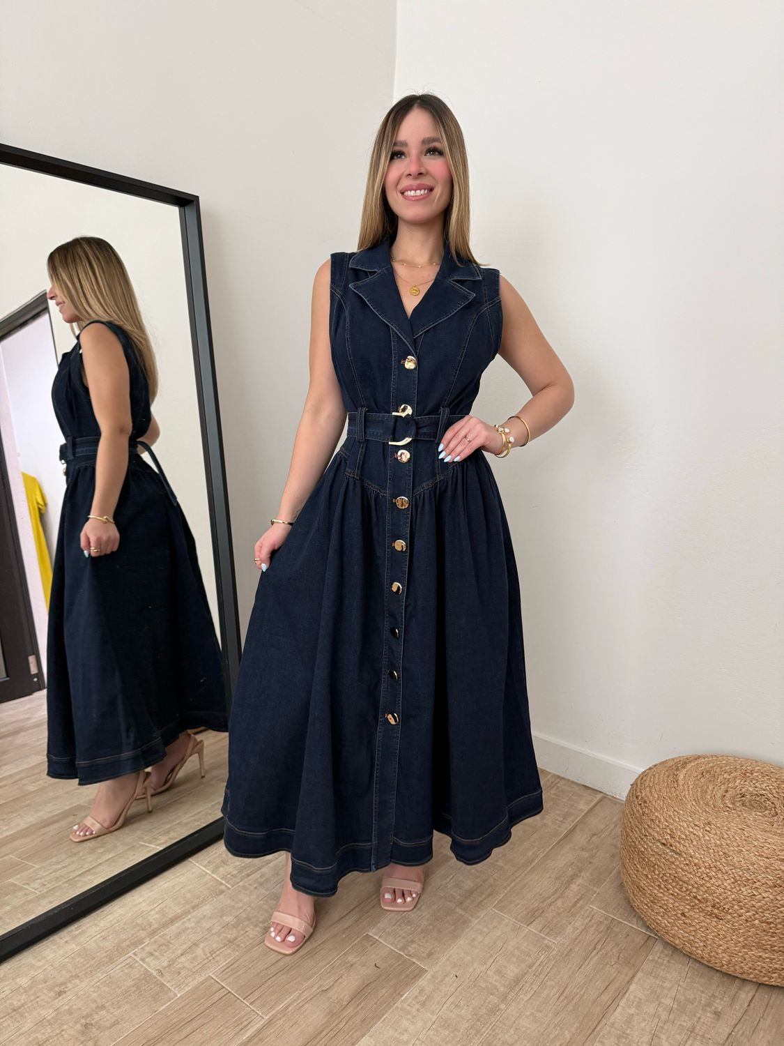 Dark Denim Classy Midi Dress