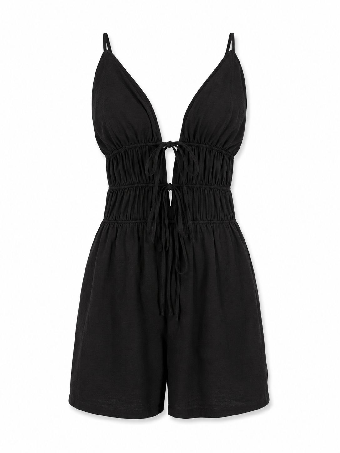 Black V Cut Ajustable Romper (One Size)