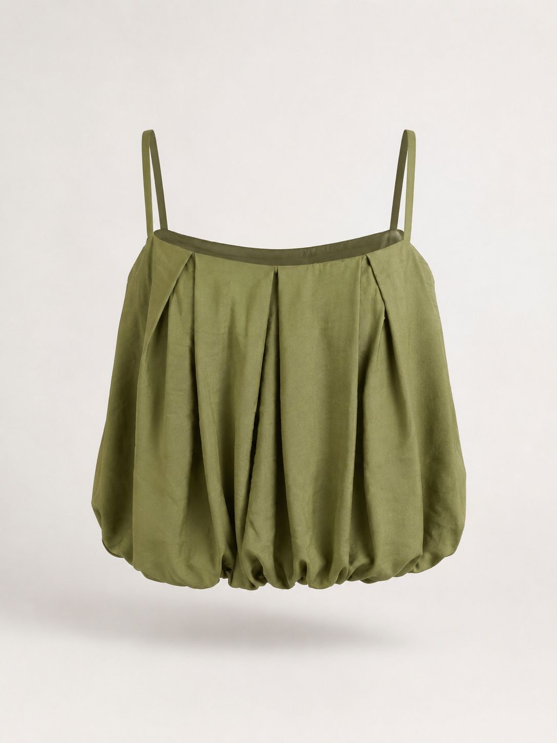 Olive Balloon Strap Top