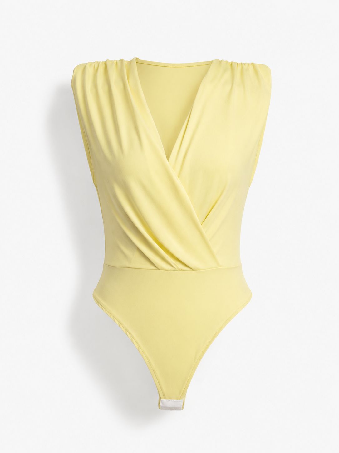 Butter Yellow Draped Surplice Bodysuit ( One Size)