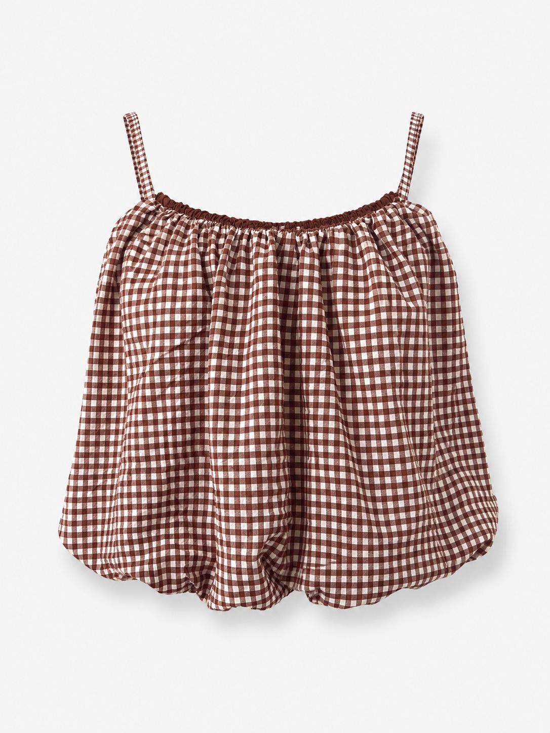 Mocha Gingham Bubble Cami Top