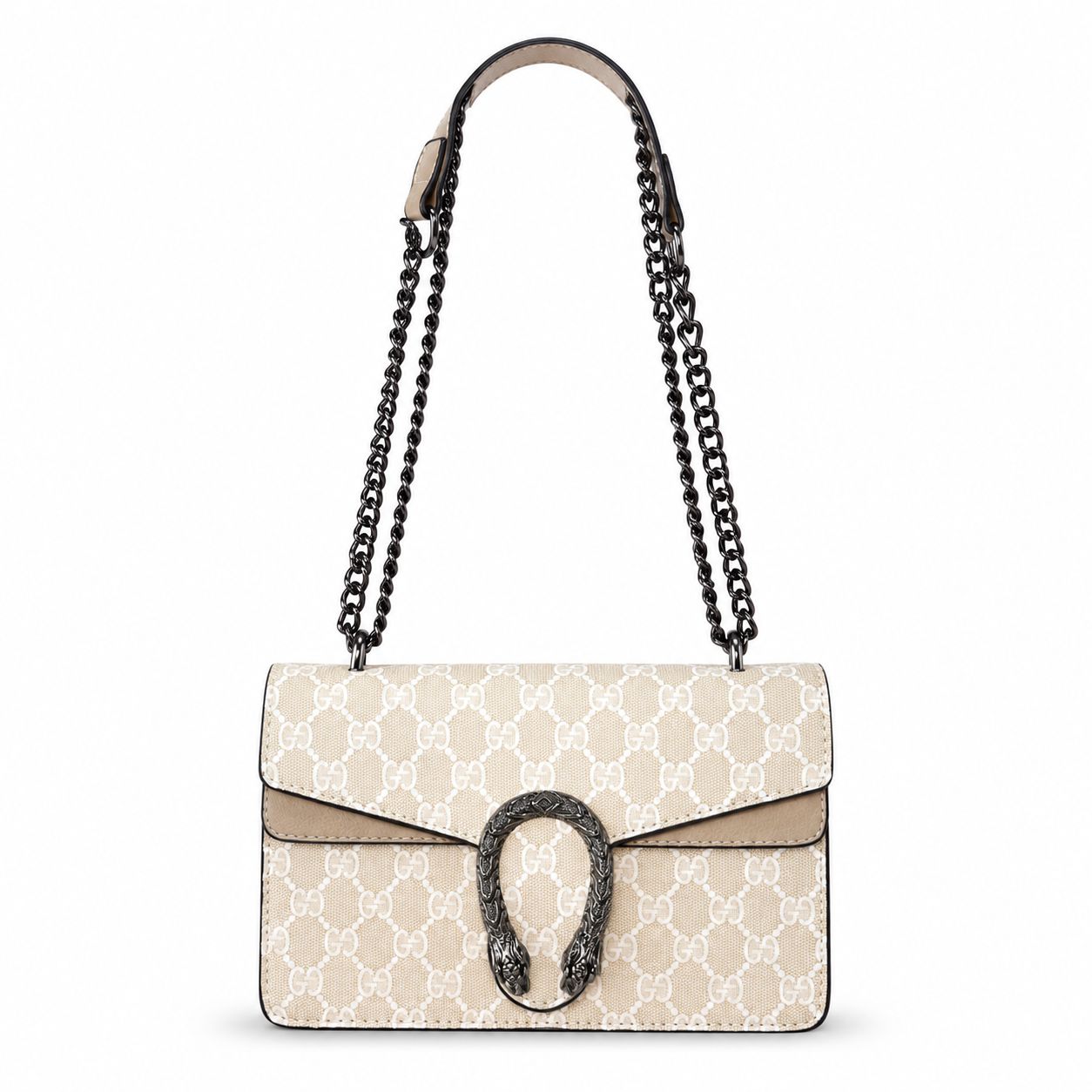 Ivory Monogram Chain Shoulder Bag