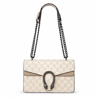 Ivory Monogram Chain Shoulder Bag