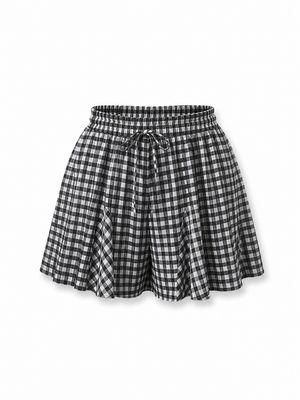 Black Gingham Flare Skort ( One Size)