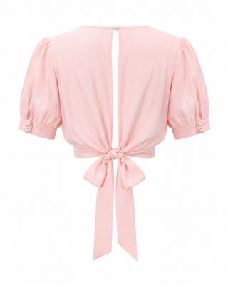 Blush Pink Bloom Embellished Top