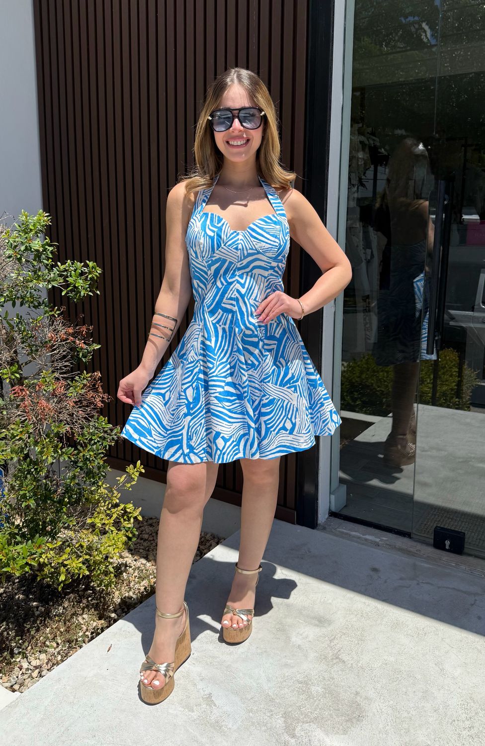 Blue Breeze Halter Mini Dress