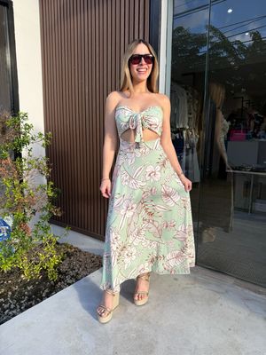 Mint Green Tropical Midi Dress By Pía