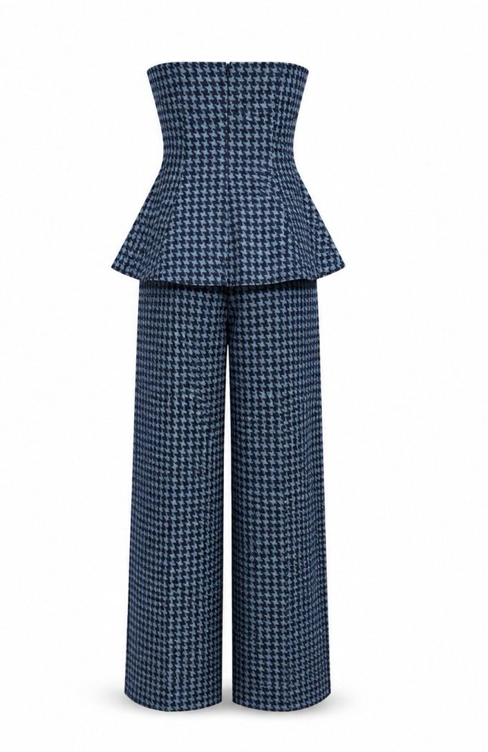 Midnight Houndstooth Peplum Set