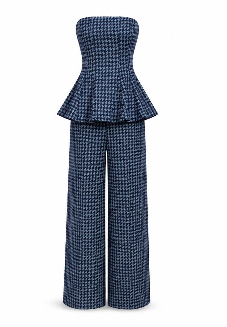 Midnight Houndstooth Peplum Set