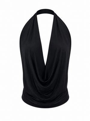 Black Halter Open Back Top