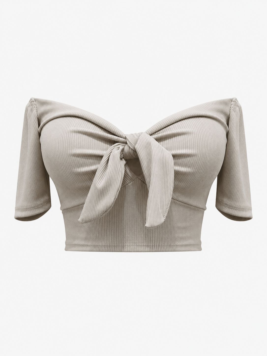Ivory Bow Off-Shoulder Knit Top ( One Size)