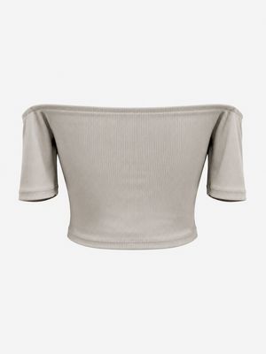 Ivory Bow Off-Shoulder Knit Top ( One Size)