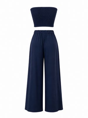 Navy Strapless Top & Pants Set (One Size)