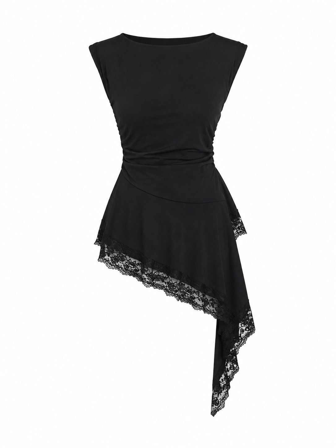 Black Lace Asymmetric Top (One Size) Black Lace Asymmetric Top (One Size)