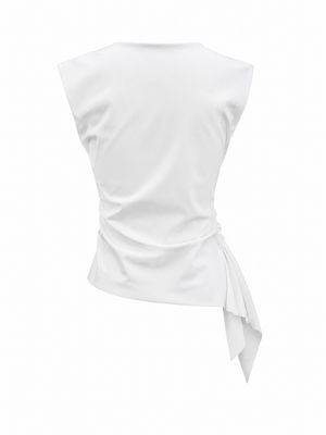 Ivory Asymmetric Draped Sleeveless Top (One Size)