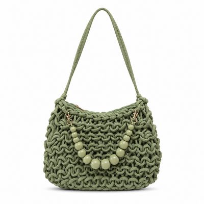 Olive Woven Rope Shoulder Bag