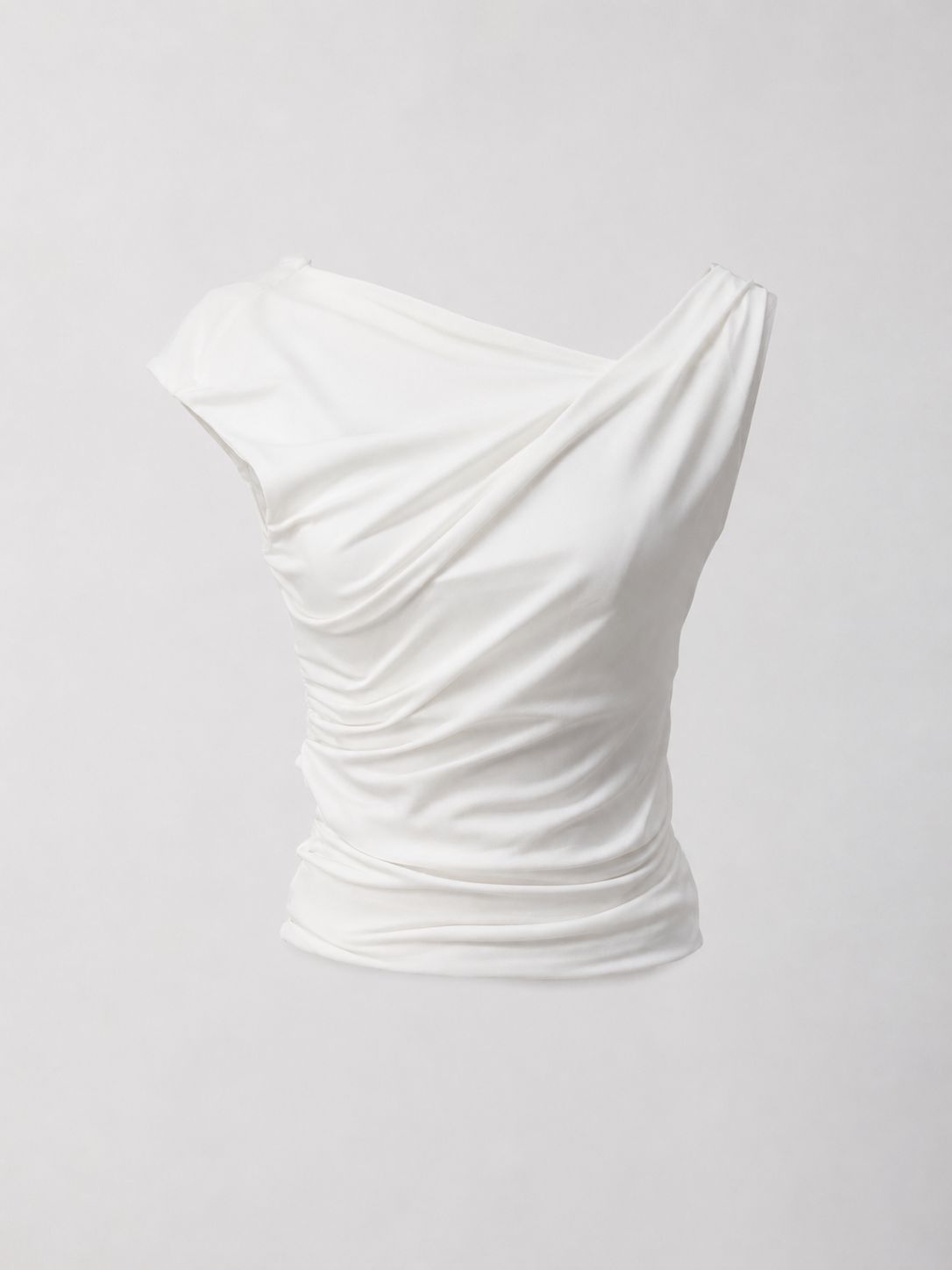 Ivory Asymmetrical Draped Ruched Top ( One Size)