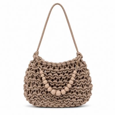 Tan Woven Rope Shoulder Bag