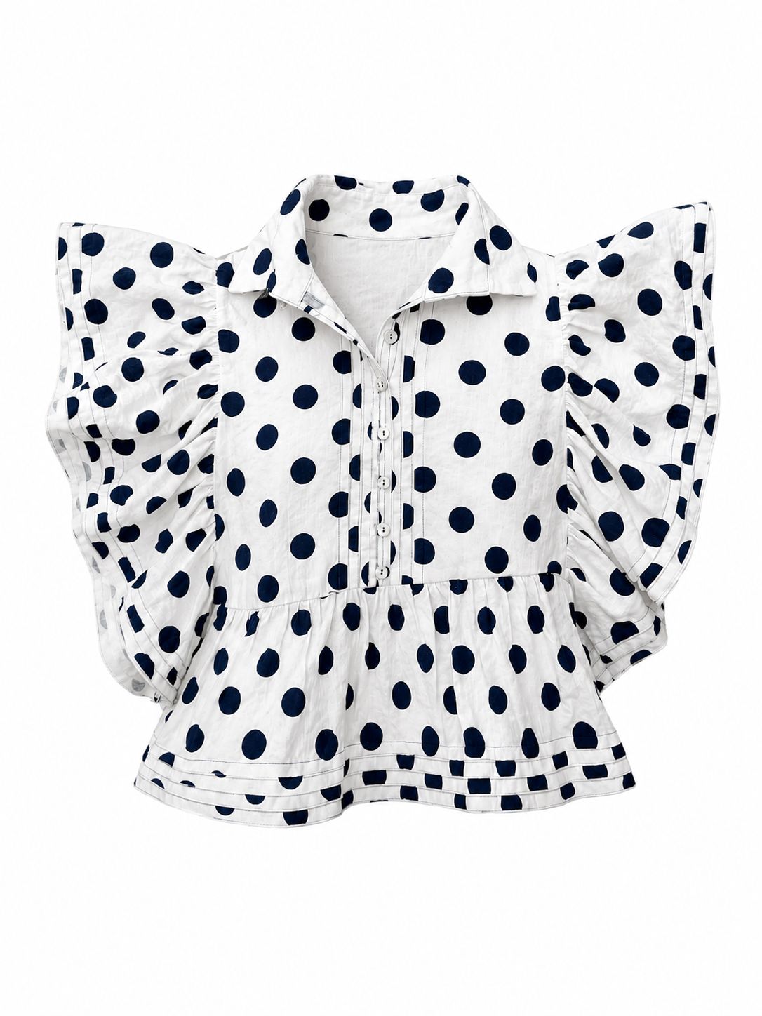 Navy Polka Dot Blouse