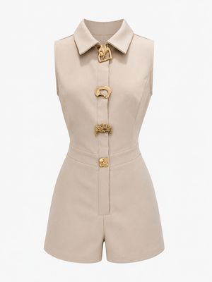 Cream Gold Detailed Romper