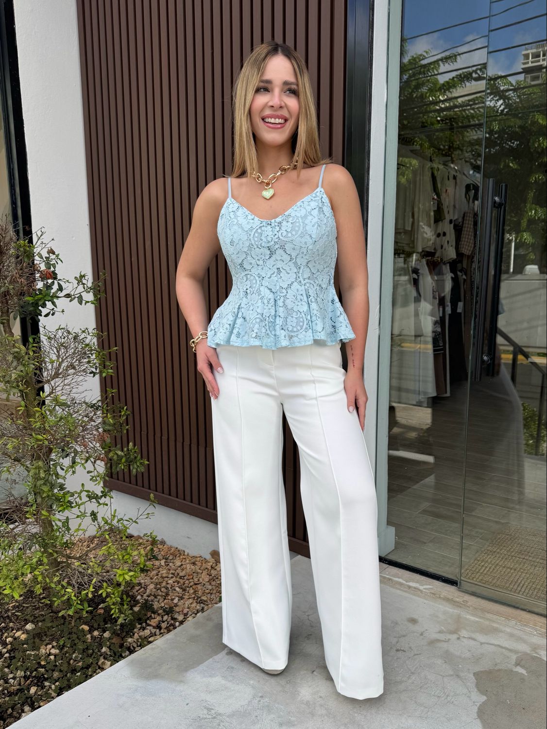 Baby Blue Lace Peplum