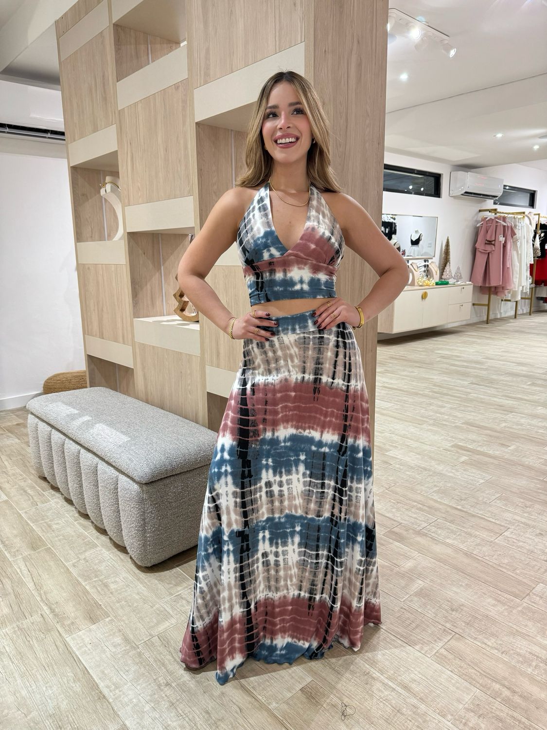 Tie Dye Top & Skirt Set By Marena