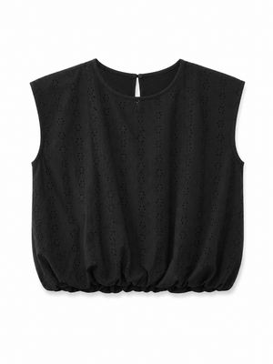 Black Eyelet Balloon Top Black Eyelet Balloon Top