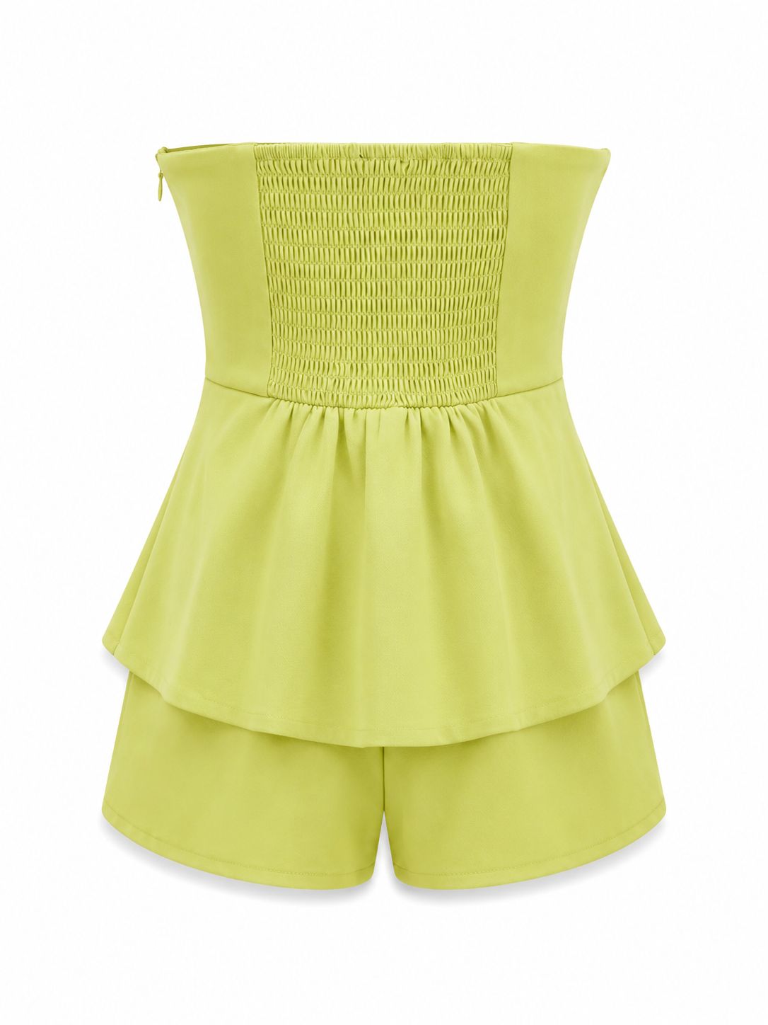 Lime Green Strapless Gold Detailed Romper