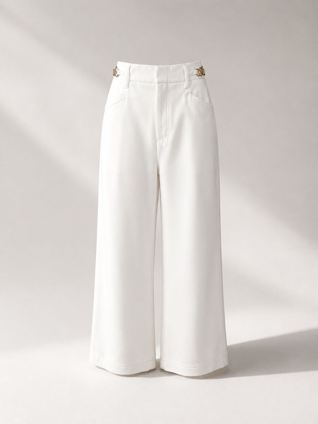 Ivory High-Waisted Wide Leg Pants