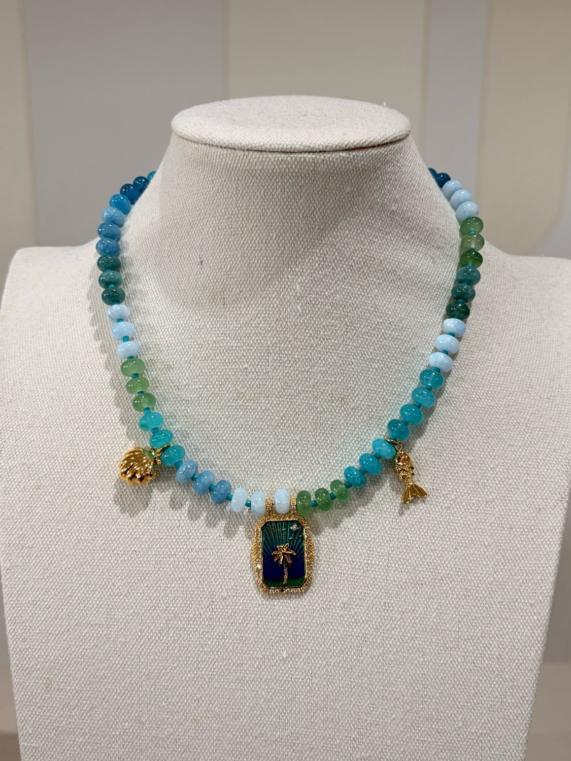 Blue Beads & Charms Necklace